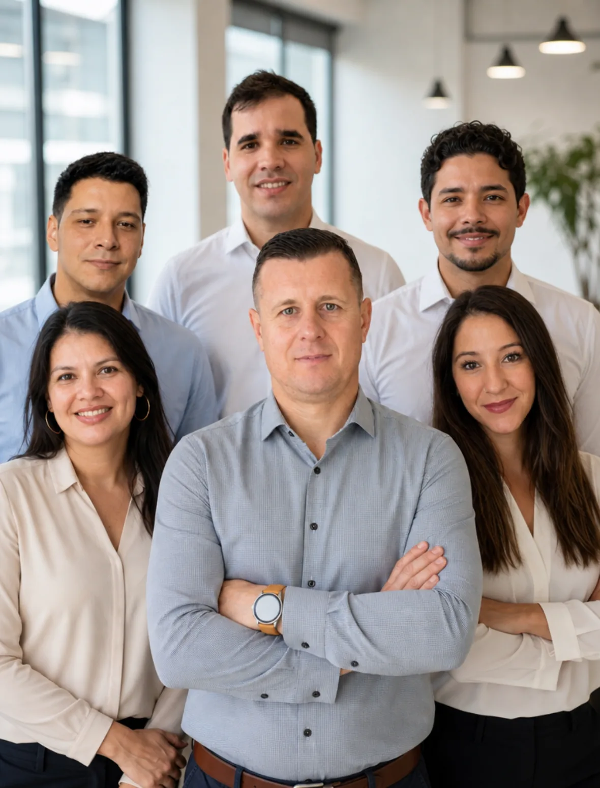El equipo de Viraltia, de pie y sonriendo, en una oficina luminosa